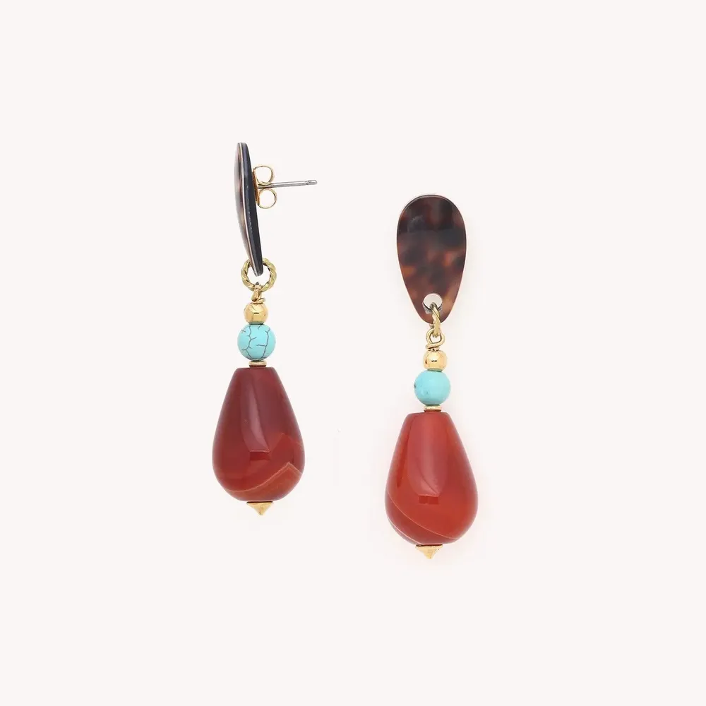 Jewelry - Post earrings with drop agate pendant – SURABAYA - NATURE BIJOUX