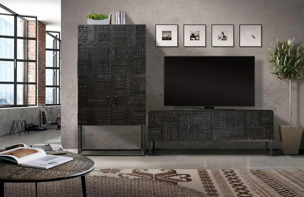 Sideboards - Mango wood display case and metal legs - GINER Y COLOMER