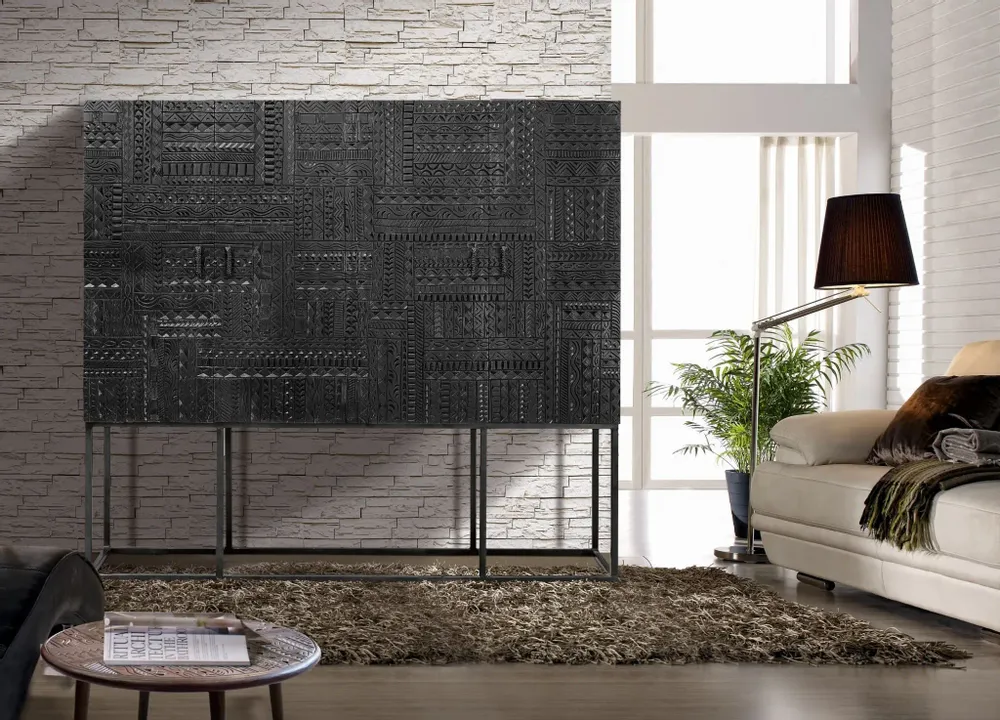 Sideboards - Mango wood display case and metal legs - GINER Y COLOMER