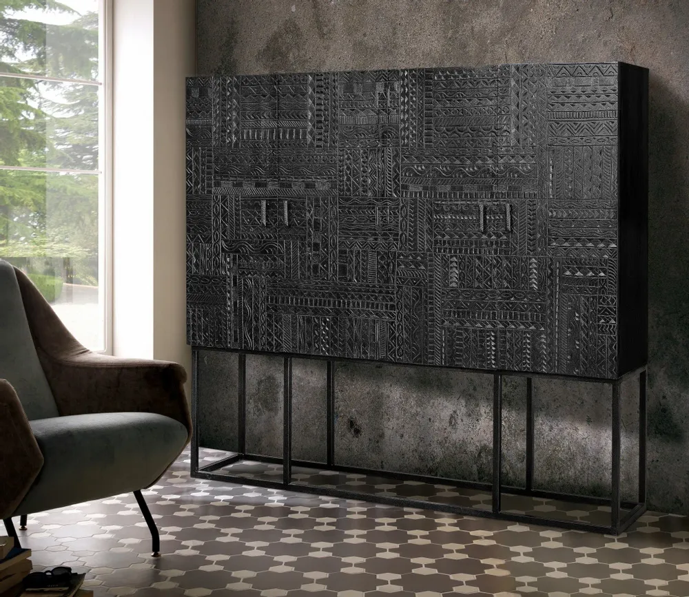 Sideboards - Mango wood display case and metal legs - GINER Y COLOMER