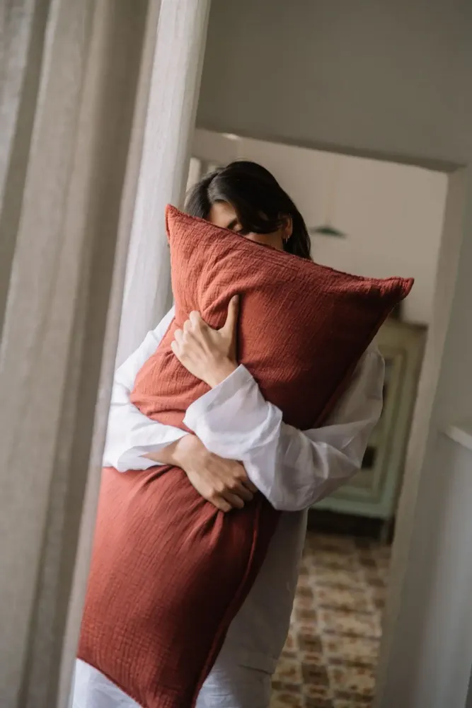 Coussins textile - Grand coussin en double gaze de coton. - LES PENSIONNAIRES