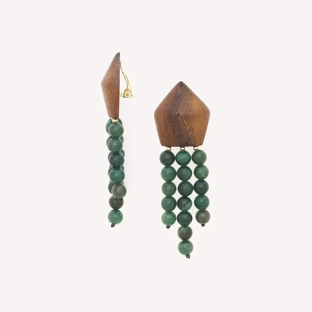 Jewelry - 3 rows clip earrings - Aventurine - NATURE BIJOUX
