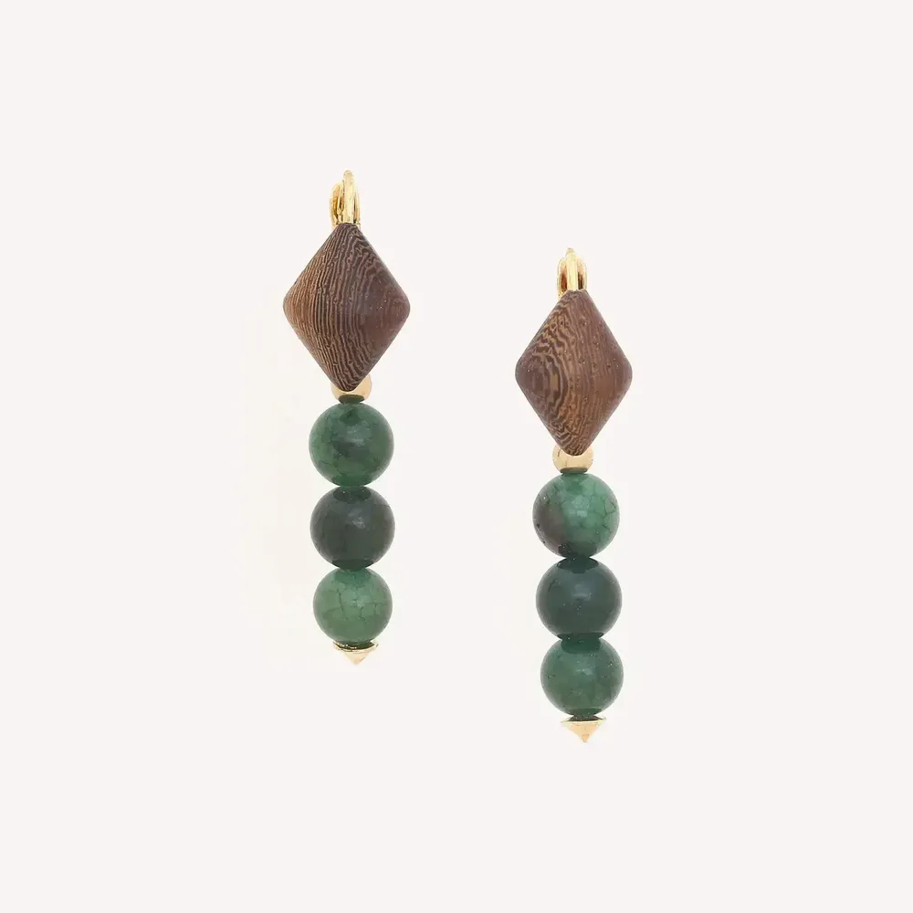 Jewelry - French hook earrings with 3 aventurine beads - Aventurine - NATURE BIJOUX