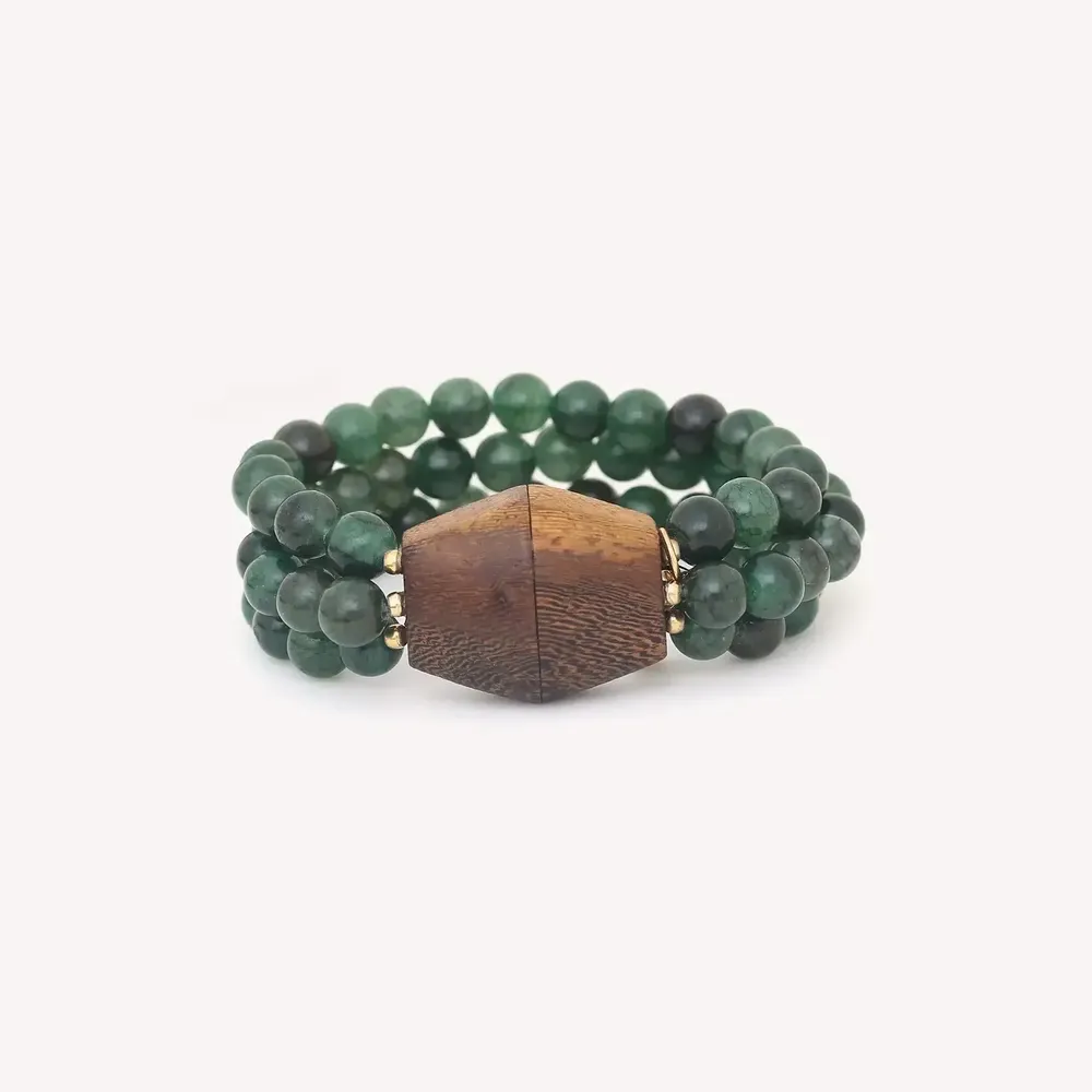 Jewelry - 3 rows magnet lock bracelet - Aventurine - NATURE BIJOUX