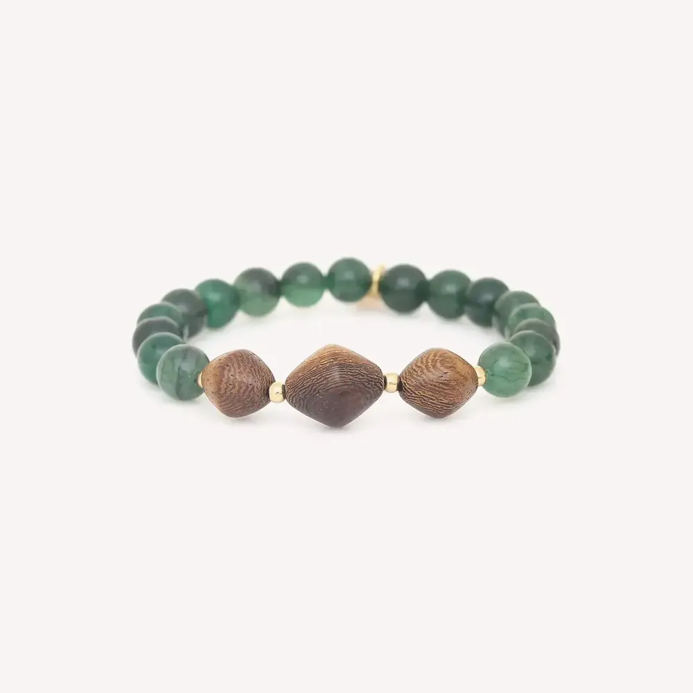 Jewelry - Stretch bracelet with 3 robles beads - Aventurine - NATURE BIJOUX