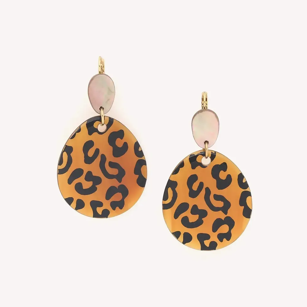 Jewelry - French hook earrings with golden horn - Jaguar - NATURE BIJOUX