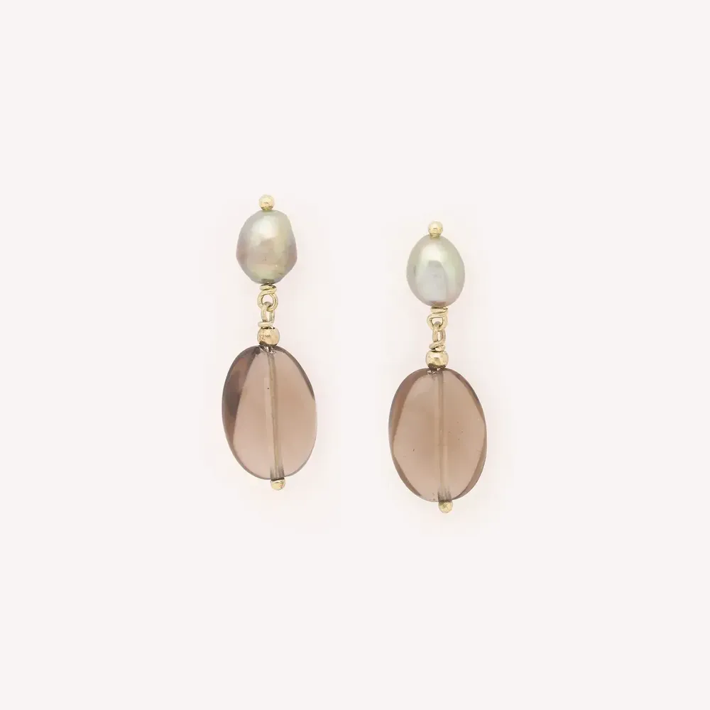 Jewelry - Small post earrings with smoky quartz - L'ile Rousse - NATURE BIJOUX