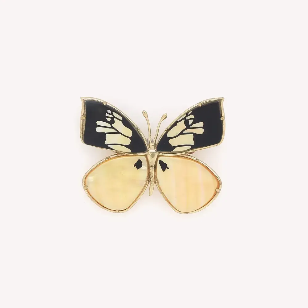 Bijoux - Broche papillon nacre dorée - Mariposa - NATURE BIJOUX