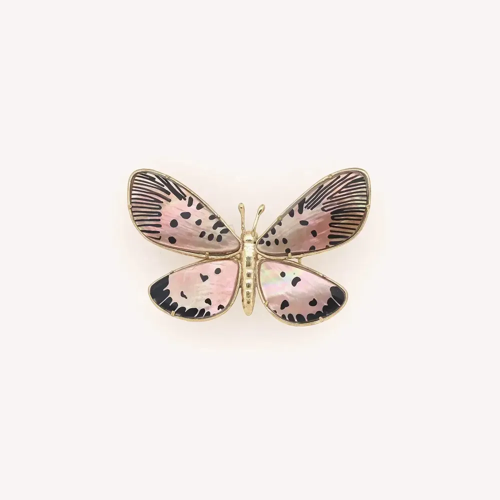 Bijoux - Broche papillon nacre brune mouchetée - Mariposa - NATURE BIJOUX