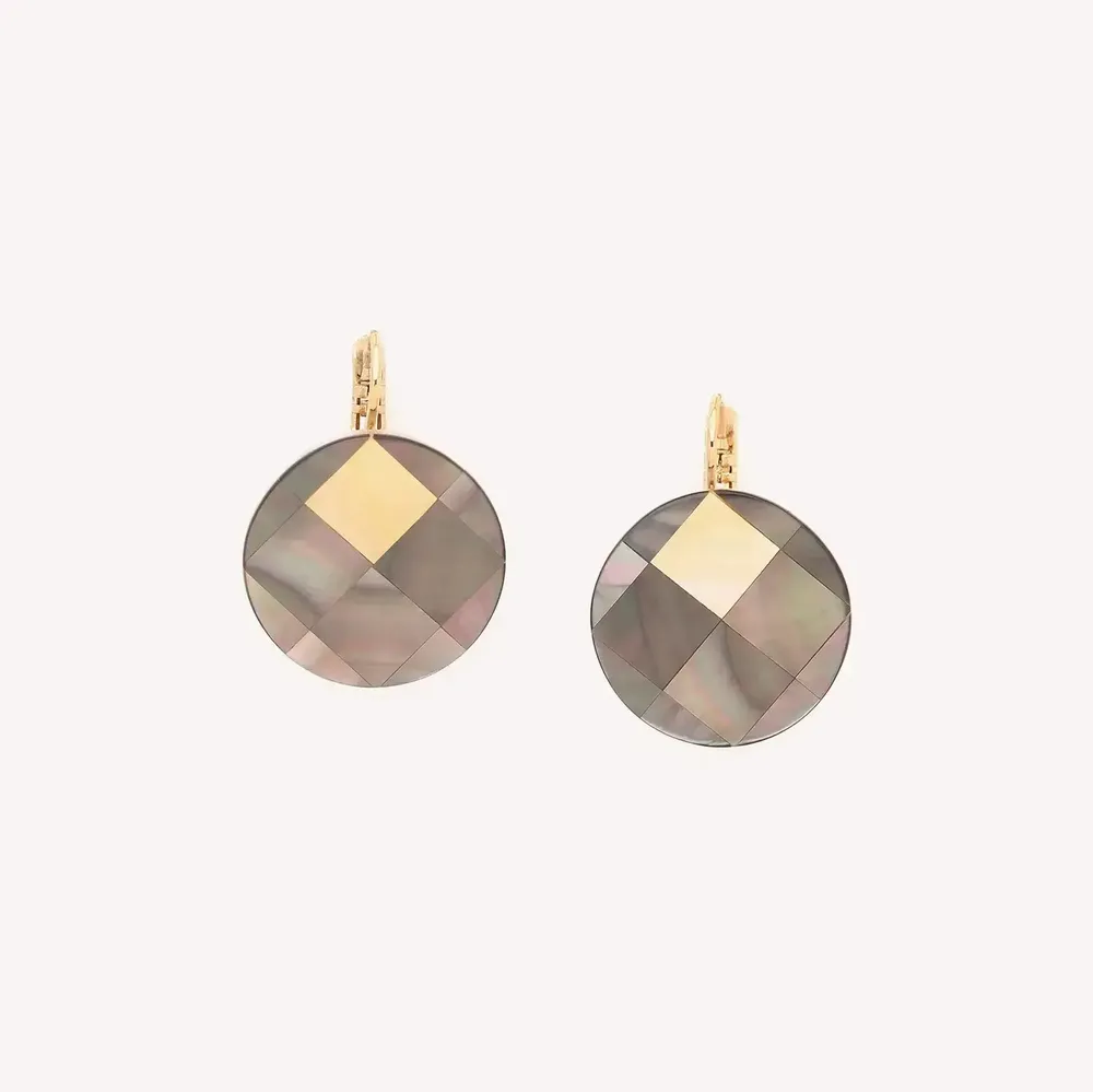 Jewelry - Black lip round french hook earrings - San Lazzaro - NATURE BIJOUX
