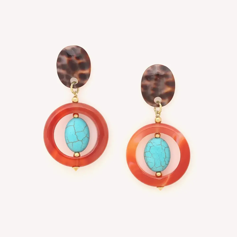 Jewelry - Post earrings with agate ring - Surabaya - NATURE BIJOUX