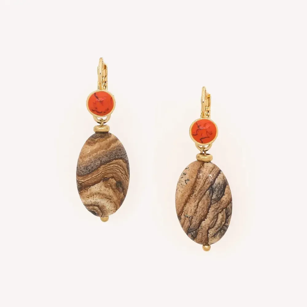Jewelry - Jasper picture french hook earrings - Tivoli - NATURE BIJOUX