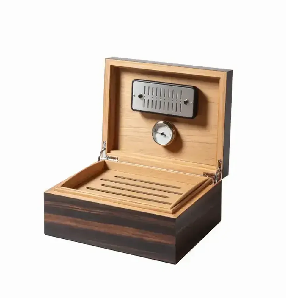 Design objects - Ecusson Cigar Humidor by Giobagnara in Ebony Wood & Leather - ELIE SAAB MAISON