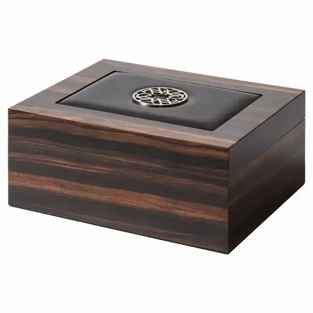 Design objects - Ecusson Cigar Humidor by Giobagnara in Ebony Wood & Leather - ELIE SAAB MAISON