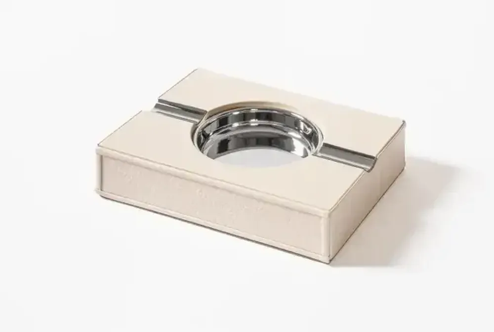 Design objects - ELIE SAAB Maison Monogram Ashtray by Giobagnara in Leather & Polished - ELIE SAAB MAISON