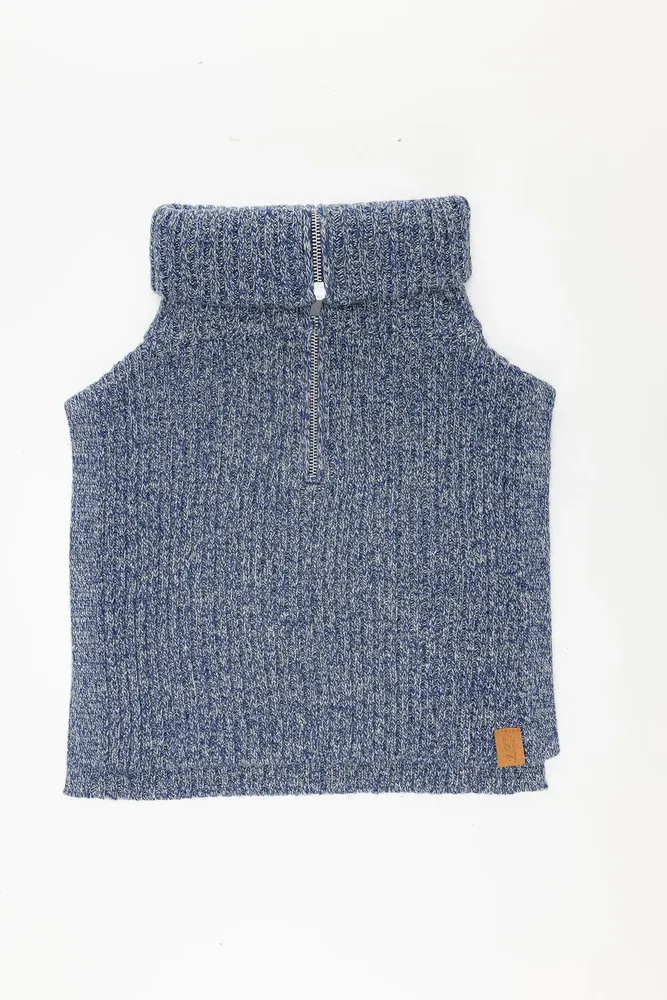 Scarves - JAVIER wool collar in mottled blue - MONSIEUR CHARLI