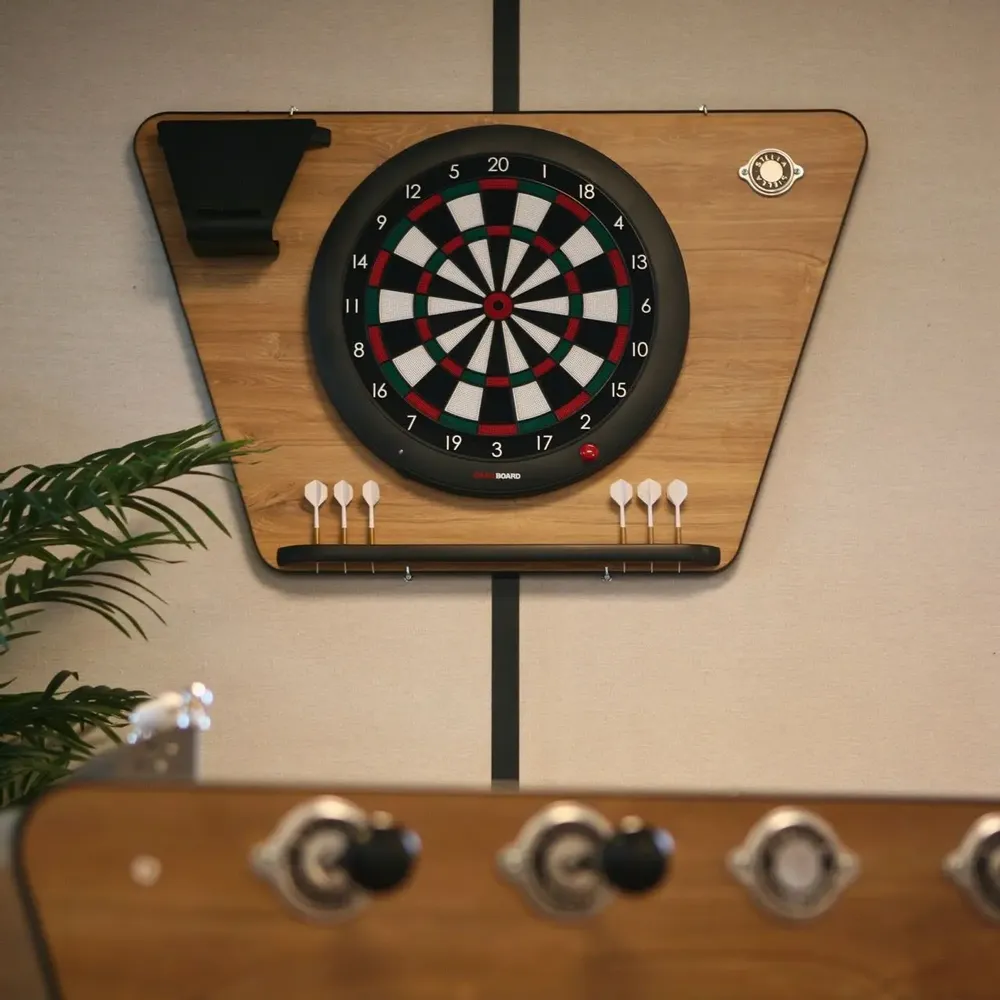 Autres objets connectés - SUPPORT DE CIBLE FLÉCHETTES EFFET CHÊNE DU KANSAS ET CIBLE CONNECTÉE - STELLA BABY-FOOT & BILLARDS