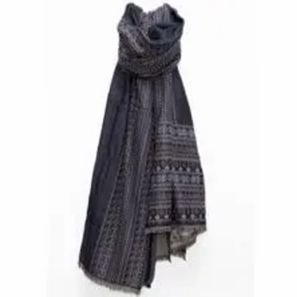 Scarves - GANDALF navy wool and cotton scarf - MONSIEUR CHARLI