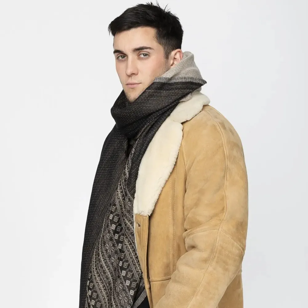 Scarves - GANDALF black wool and cotton scarf - MONSIEUR CHARLI