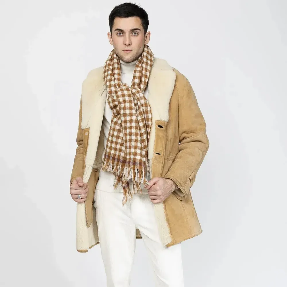 Scarves - LEONARD cognac wool and cashmere scarf - MONSIEUR CHARLI