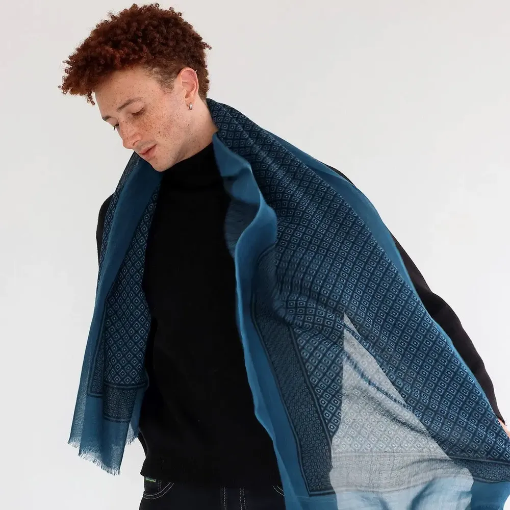Foulards et écharpes - Echarpe en laine PIERIC bleu - MONSIEUR CHARLI