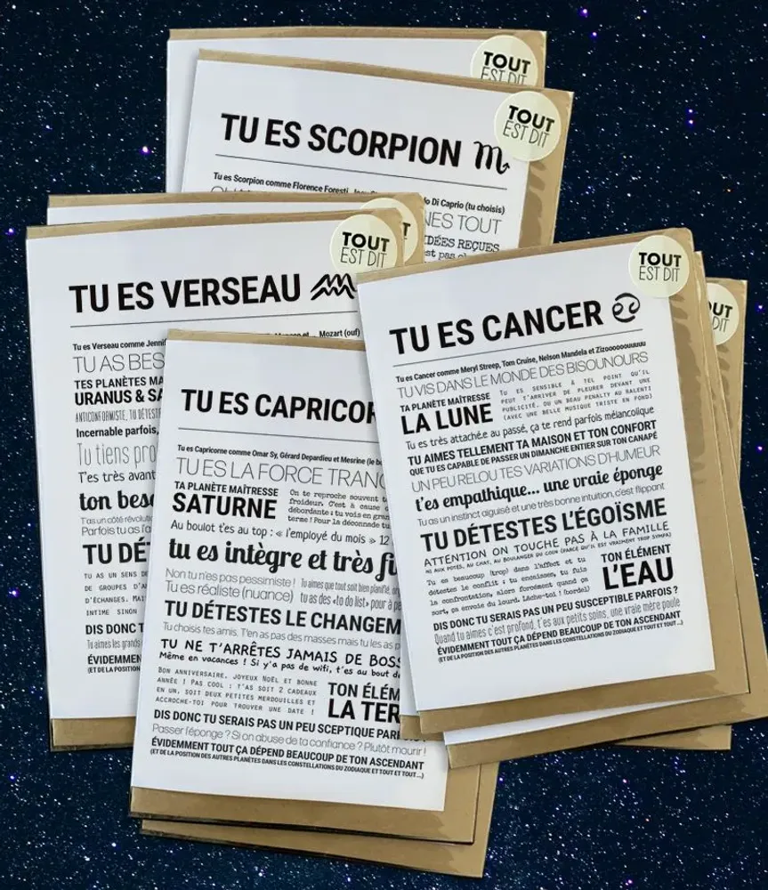 Carterie - Cartes A5 - TOUT EST DIT