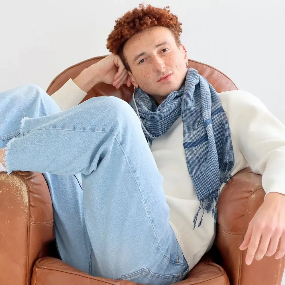 Foulards et écharpes - Echarpe en laine MAXENCE bleu - MONSIEUR CHARLI