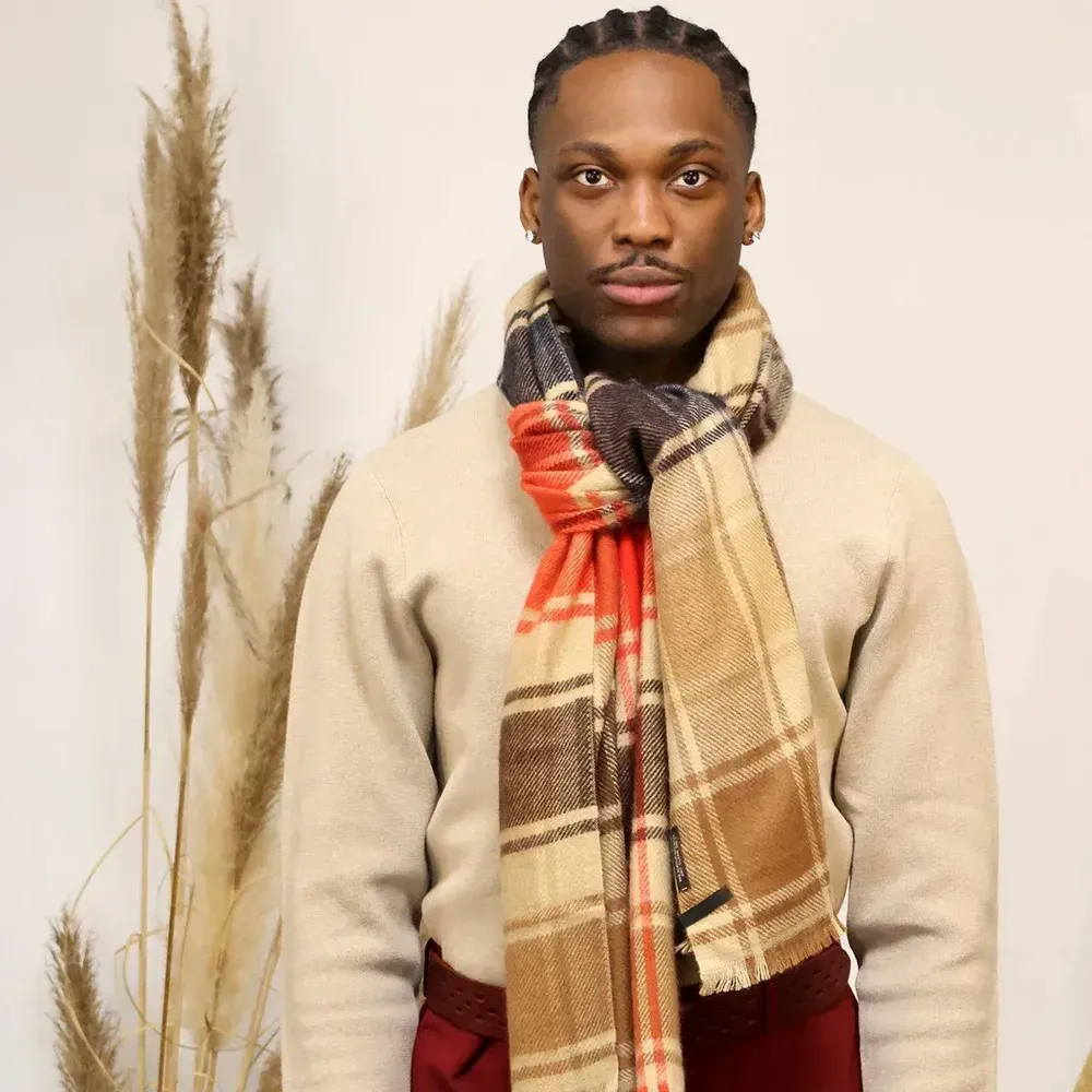 Scarves - LARGO beige acrylic and wool scarf - MONSIEUR CHARLI
