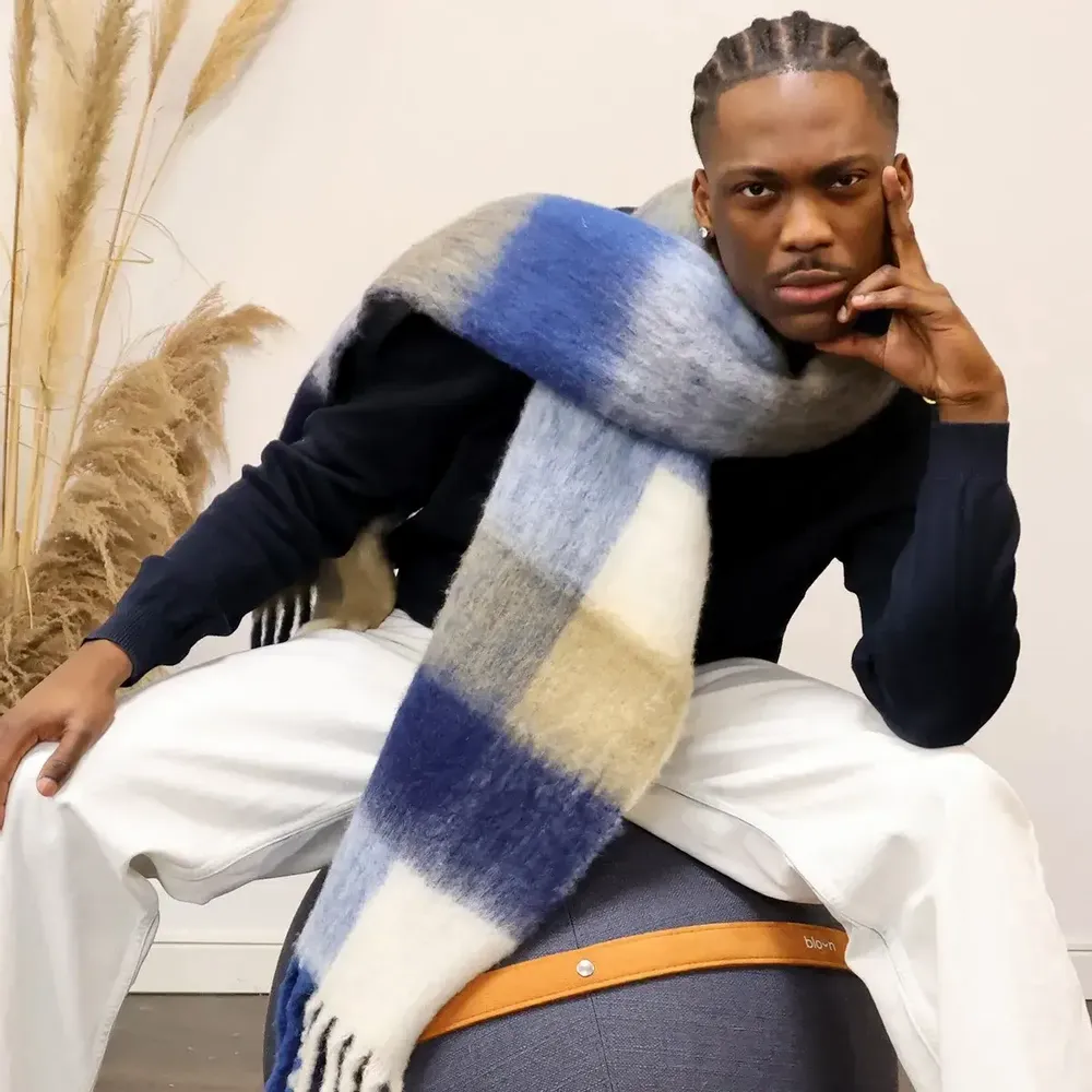 Scarves - NAVY PILAR wool scarf - MONSIEUR CHARLI