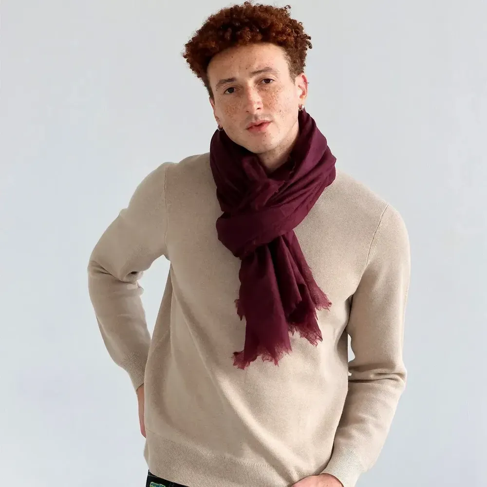 Scarves - RUBEN cherry wool scarf - MONSIEUR CHARLI