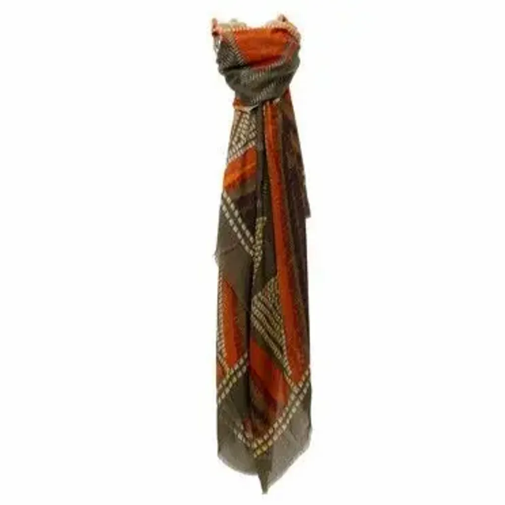 Scarves - PLACIDE orange cashmere and modal scarf - MONSIEUR CHARLI