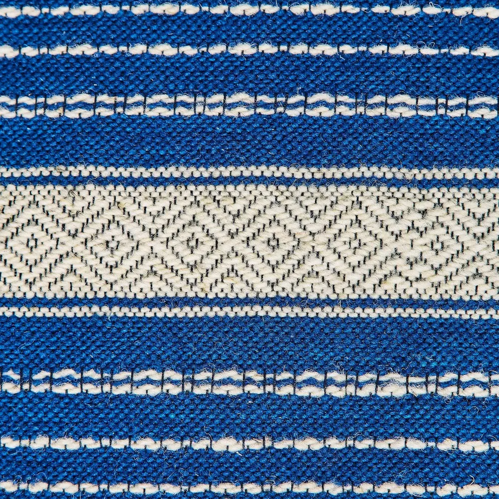 Rugs - Pedal Loom Rug in Virgin Wool – Blue and Beige - HUAKAL