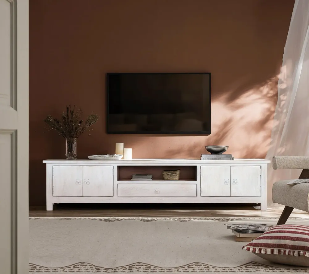 TV stands - TV cabinet in aged white mango wood - GINER Y COLOMER