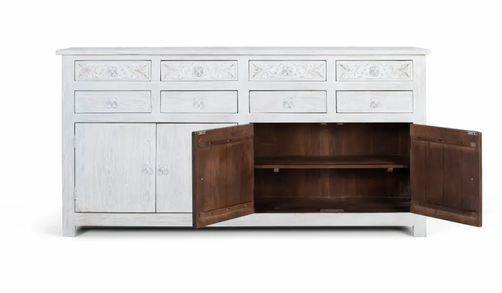 Sideboards - Sideboard in aged white mango wood - GINER Y COLOMER