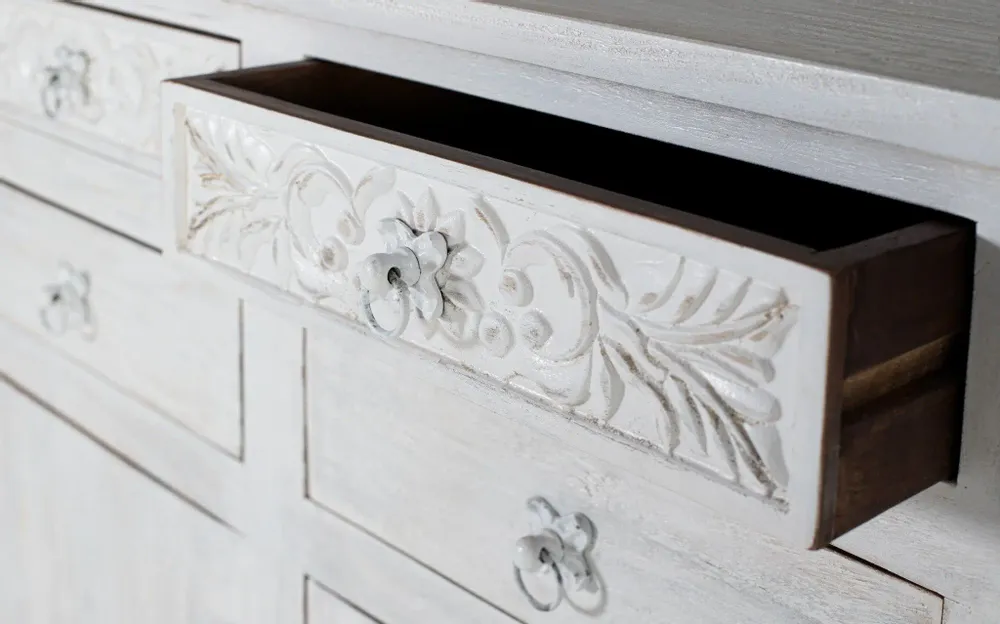 Sideboards - Sideboard in aged white mango wood - GINER Y COLOMER