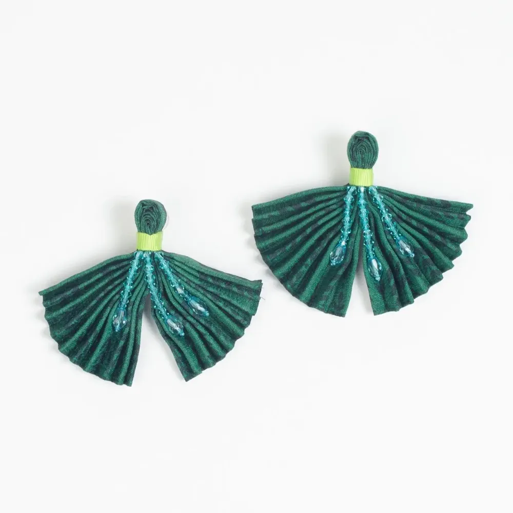 Jewelry - Pleated earrings – upcycled sari & nickel-safe metal - I WAS A SARI