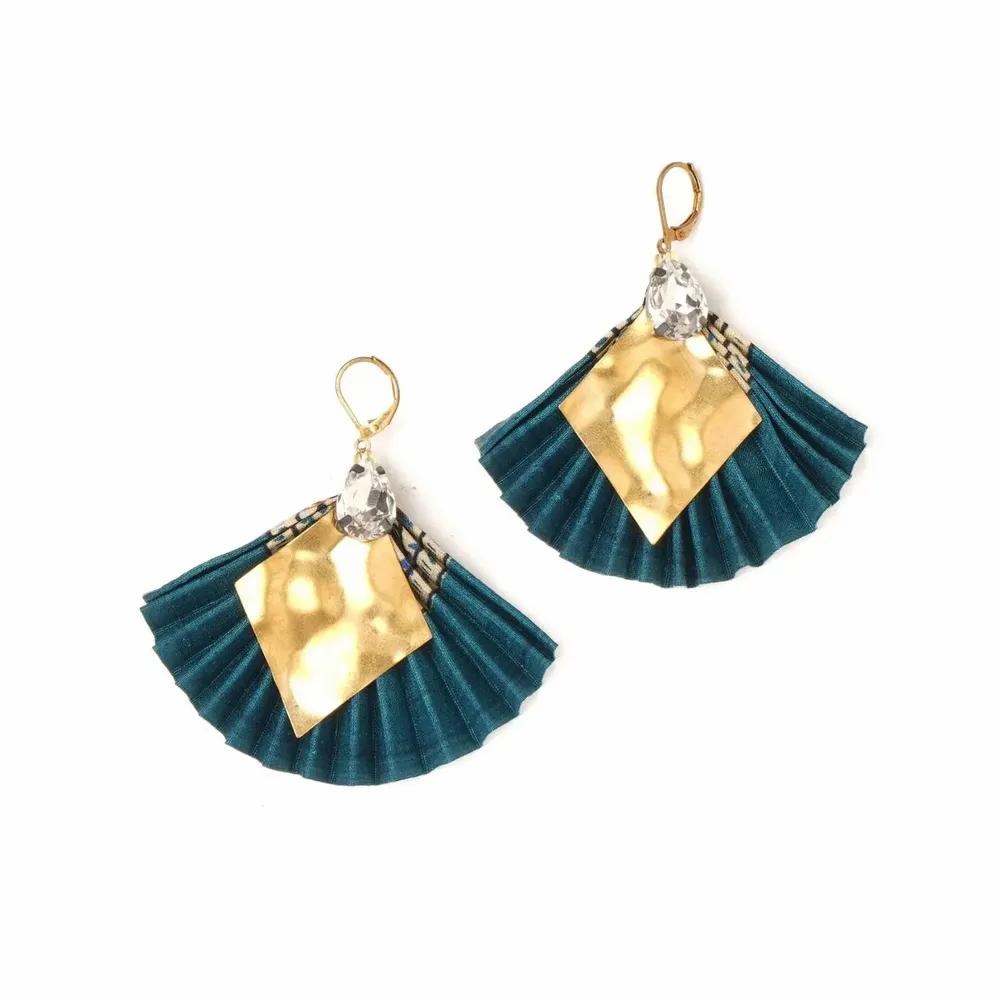 Jewelry - Pleated earrings – upcycled sari & nickel-safe metal - I WAS A SARI