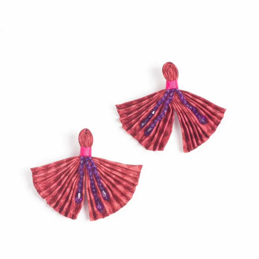 Jewelry - Pleated earrings – upcycled sari & nickel-safe metal - I WAS A SARI