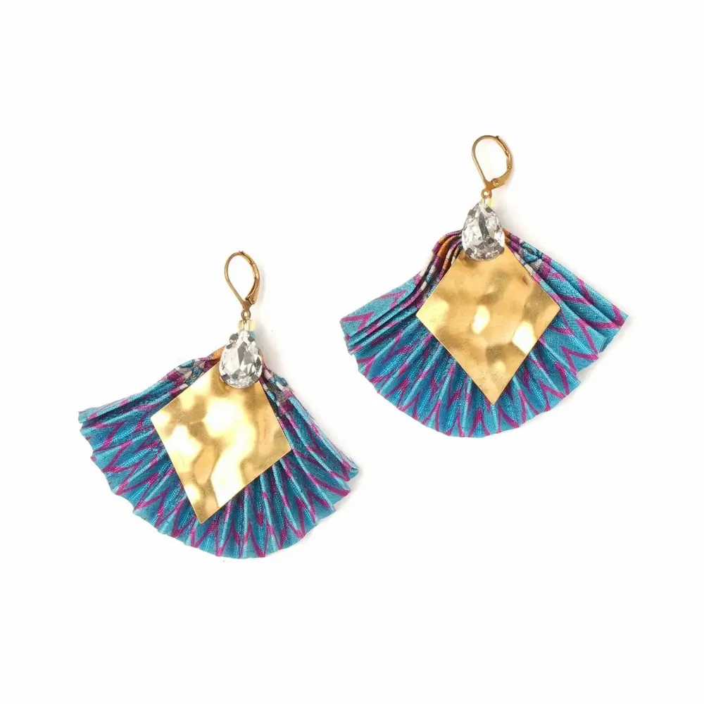 Jewelry - Pleated earrings – upcycled sari & nickel-safe metal - I WAS A SARI