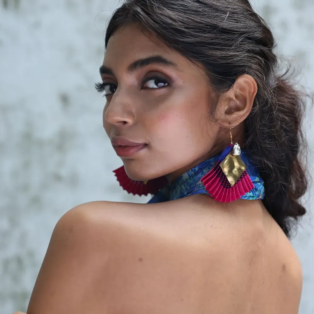 Jewelry - Pleated earrings – upcycled sari & nickel-safe metal - I WAS A SARI