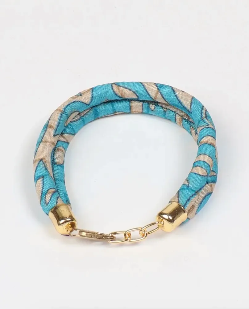 Bracelets - Upcycled fabric bracelets — macrame, charms & sari tassels - I WAS A SARI