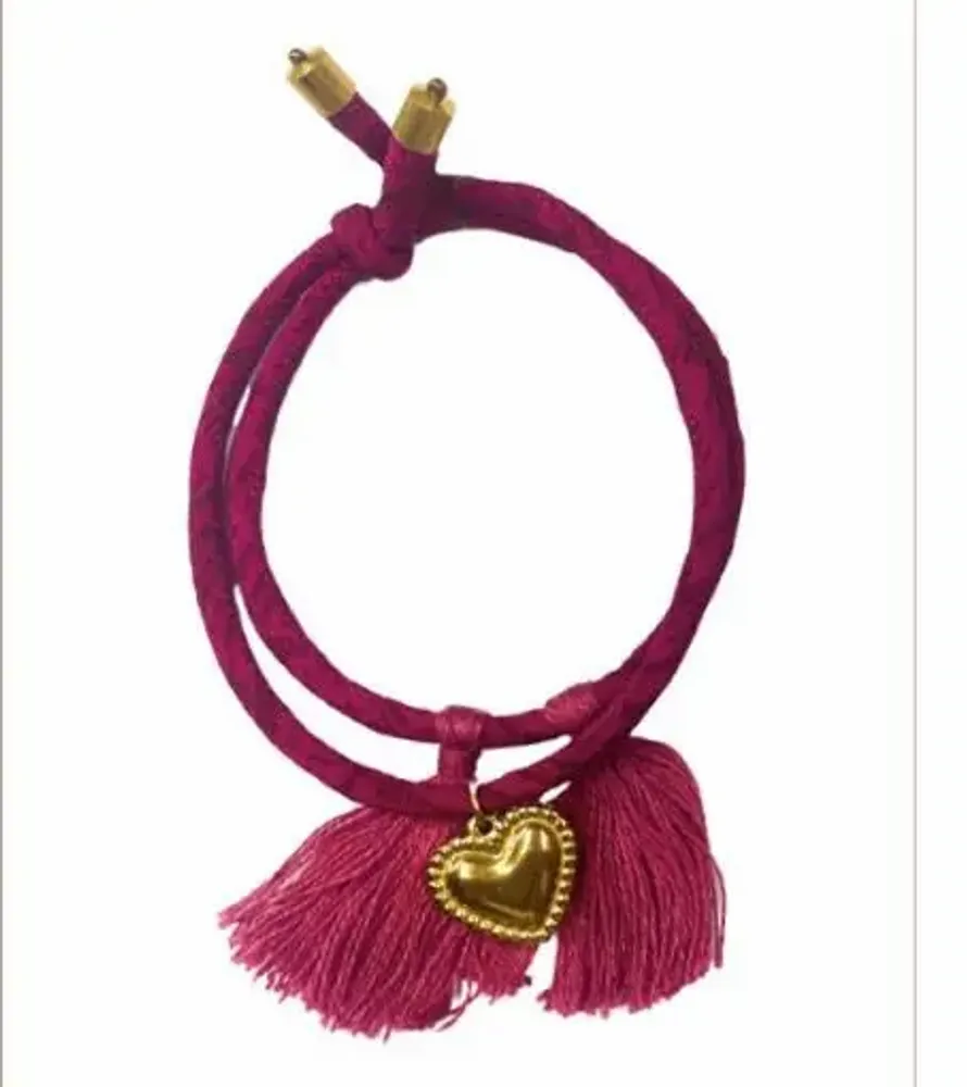 Bracelets - Upcycled fabric bracelets — macrame, charms & sari tassels - I WAS A SARI