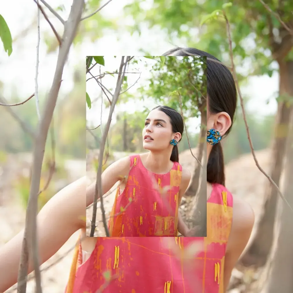 Jewelry - Ruffle earrings made from upcycled sari - I WAS A SARI