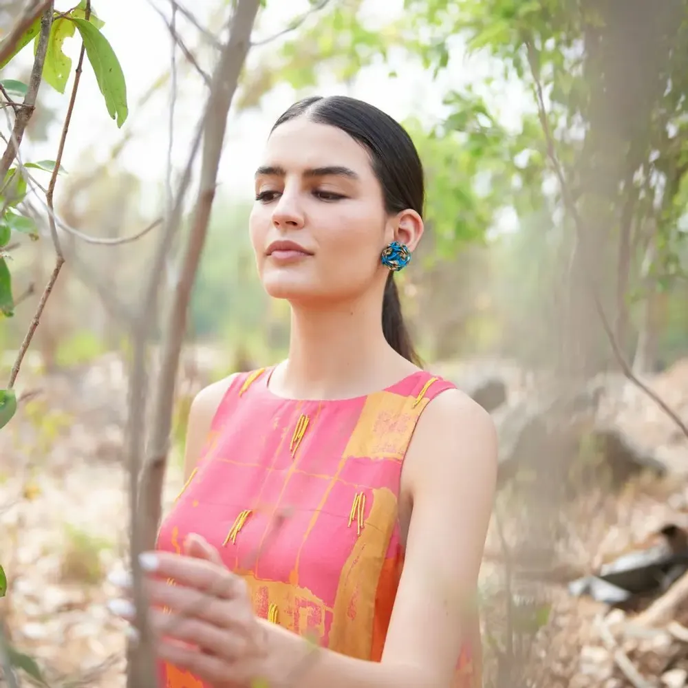 Jewelry - Ruffle earrings made from upcycled sari - I WAS A SARI
