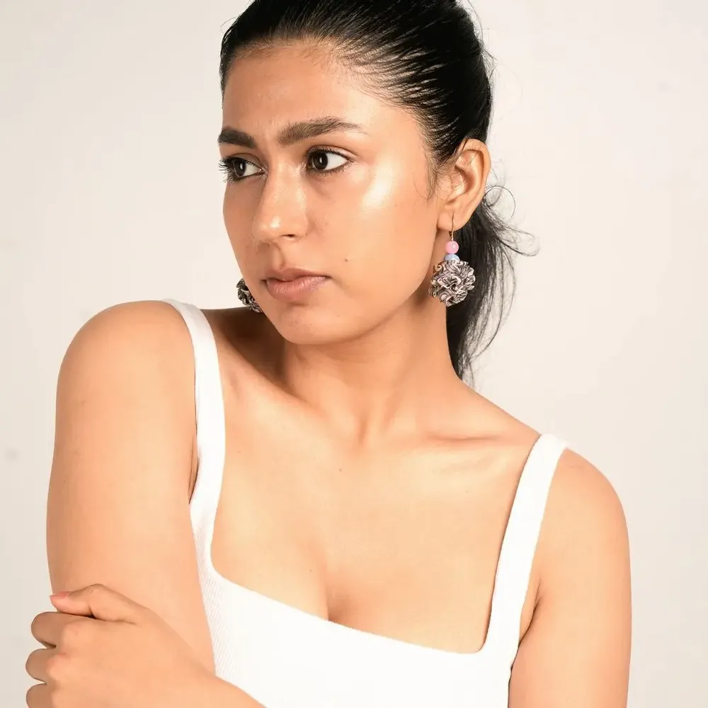 Jewelry - Ruffle earrings made from upcycled sari - I WAS A SARI