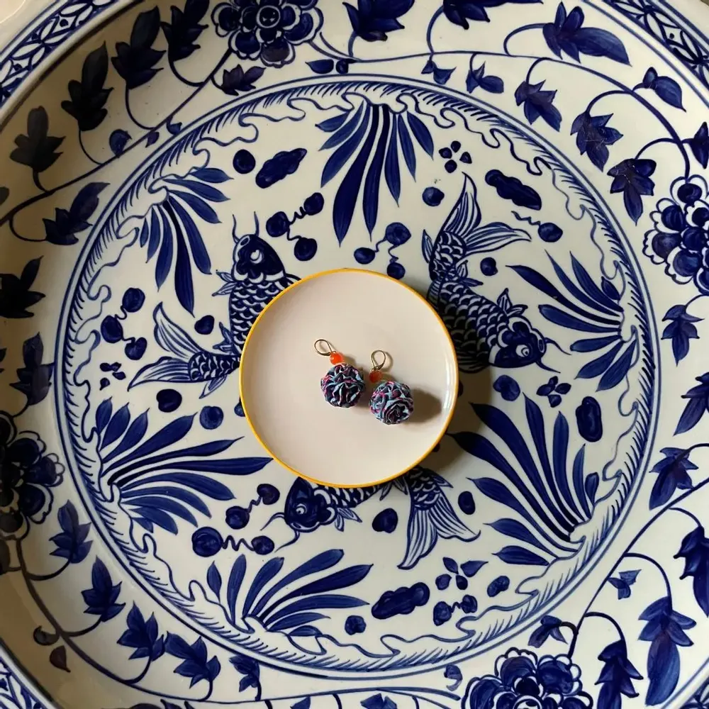 Jewelry - Ruffle earrings made from upcycled sari - I WAS A SARI