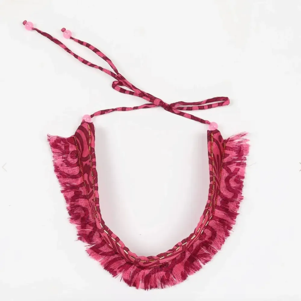 Jewelry - Upcycled fabric choker necklaces with fringes - I WAS A SARI