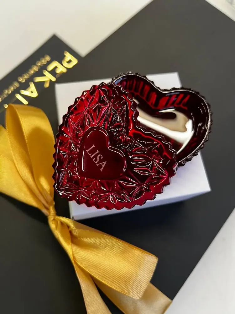Art glass - Crystal box for small jewelry with your initials/name/logo by Pekalla - PEKALLA CRISTAL GLASS