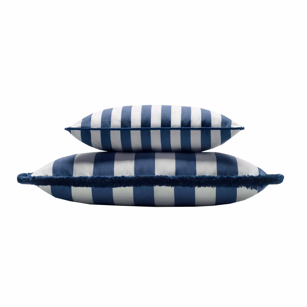 Accessoires de déco extérieure - Couple Striped Outdoor Indoor Cushions Blue and White - LO DECOR