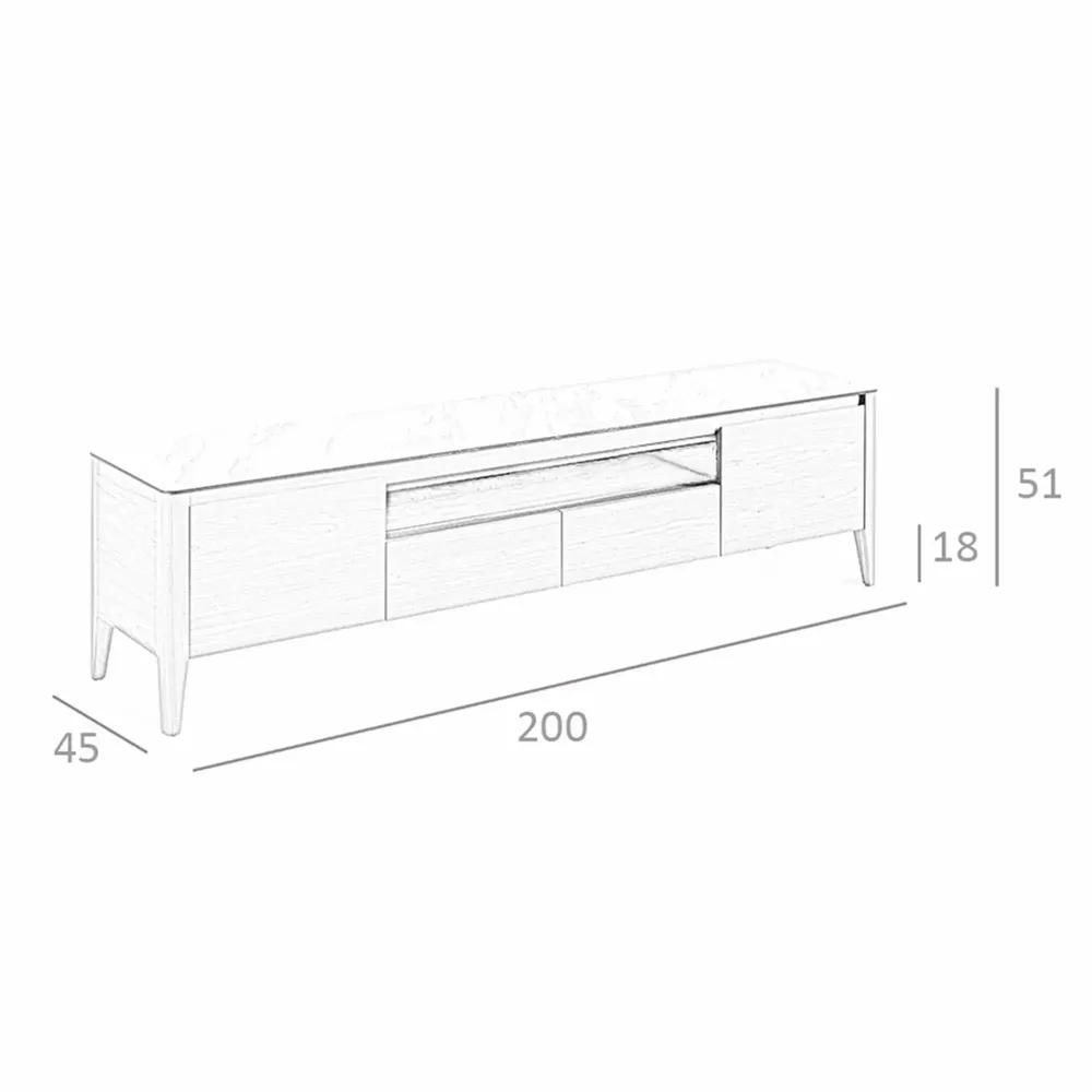 Buffets - Meuble TV en porcelaine et noyer - ANGEL CERDÁ